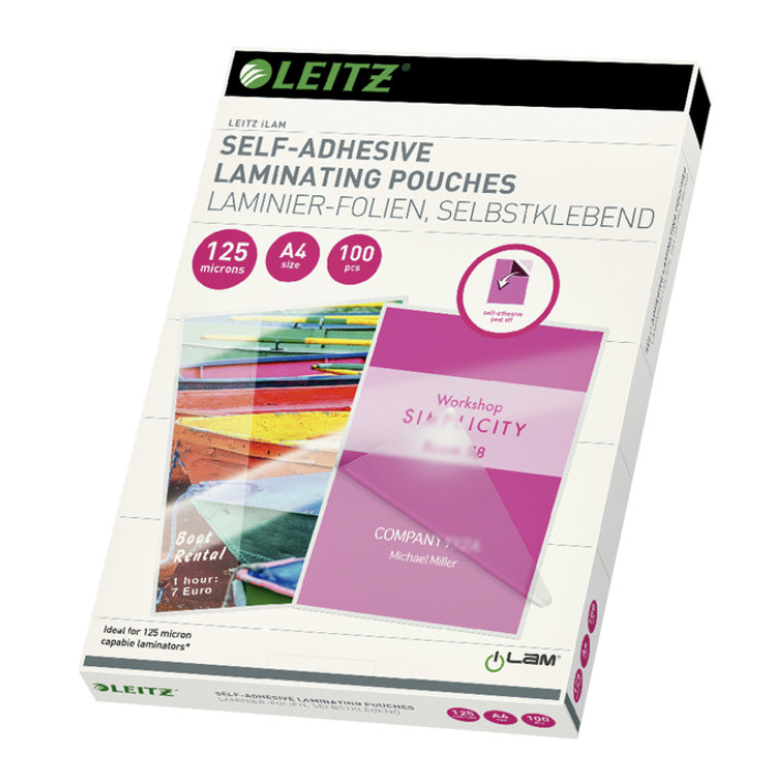 Lamineerhoes Leitz iLAM A4 zelfklevend 2x125micron EVA 100 stuks