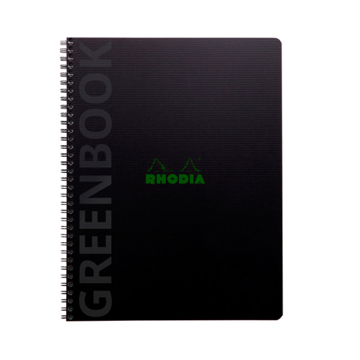 Notitieboek Rhodia Greenbook A4+ lijn 4-gaats 180 pagina's 90gr zwart