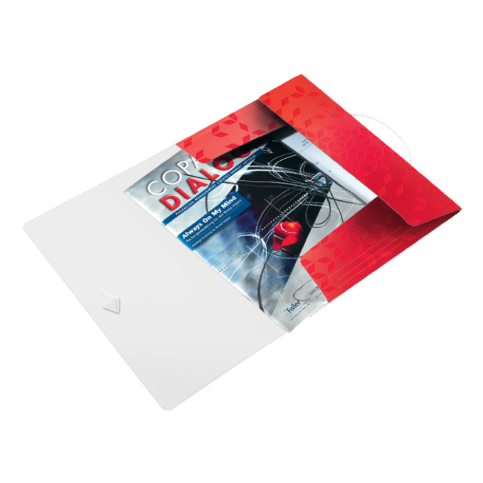 Elastomap Leitz WOW A4 3 kleppen PP rood