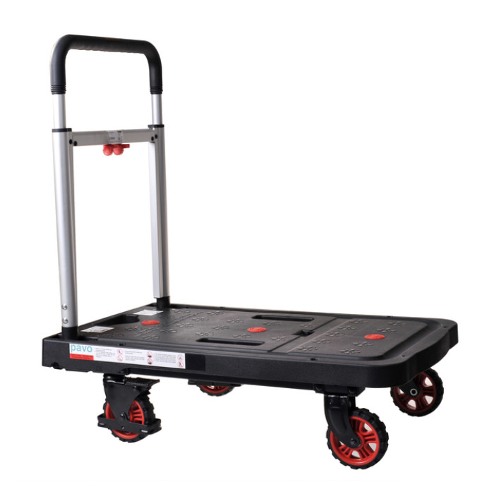 Transportkar Pavo platform trolley inklapbaar 137kg zwart