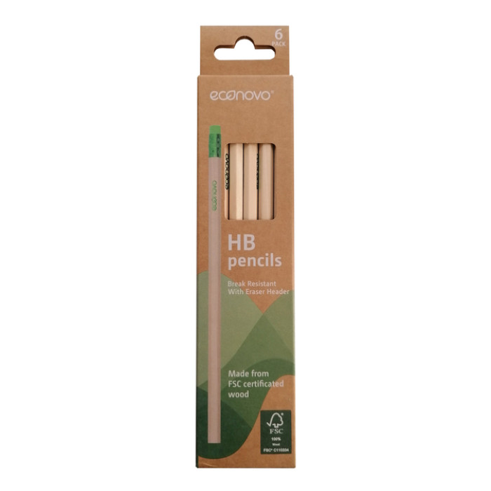 Potlood Econovo HB met gumtop blister à 6 stuks