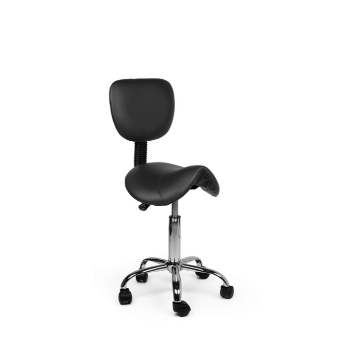 Zadelkruk Office rugleuning laag harde wielen zw