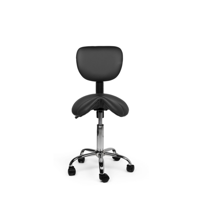 Zadelkruk Office rugleuning laag harde wielen zw