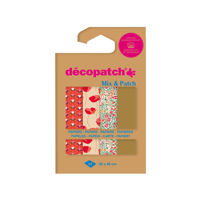 Hobbypapier Décopatch 30x40cm set à 4 vel thema Love is in the Meadow