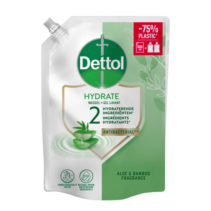 Handzeep Dettol Hydrating Aloe Vera antibacterieël 500ml refill