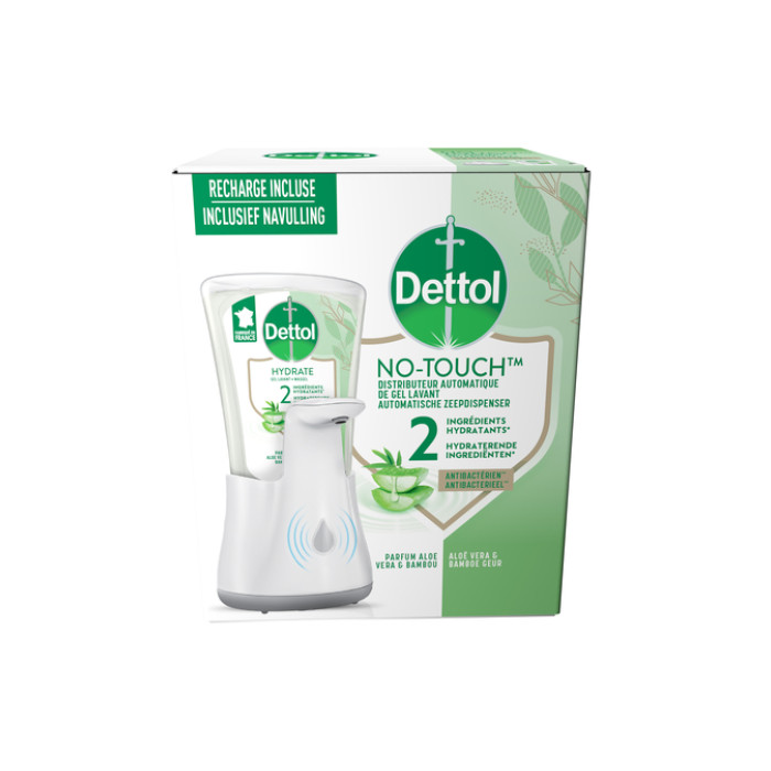 Handzeepdispenser Dettol Hydrating No Touch Kit met zeep 250ml