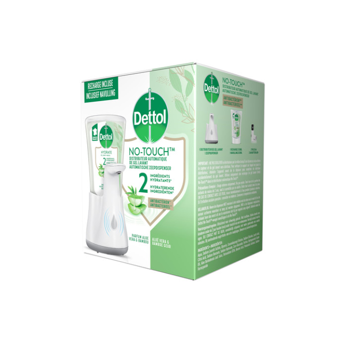 Handzeepdispenser Dettol Hydrating No Touch Kit met zeep 250ml