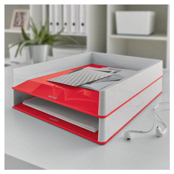 Brievenbak Leitz WOW A4 wit/rood