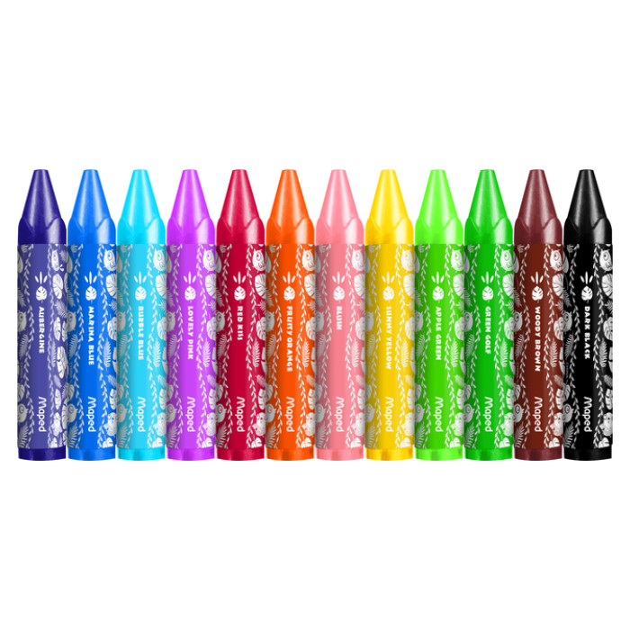 Waskrijt Maped Jungle Fever Jumbo set à 12 kleuren