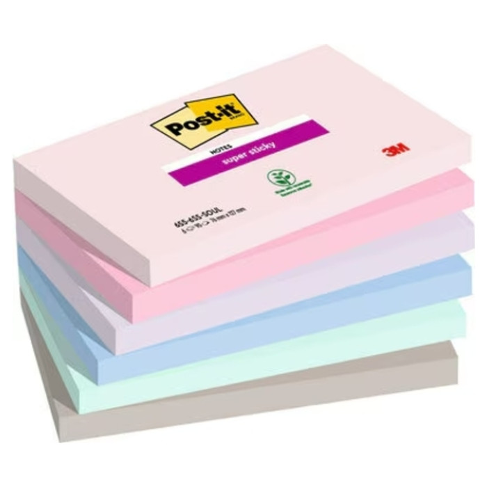 Memoblok 3M Post-it 655-6SS Super Sticky 76x127mm SOUL 6 stuks
