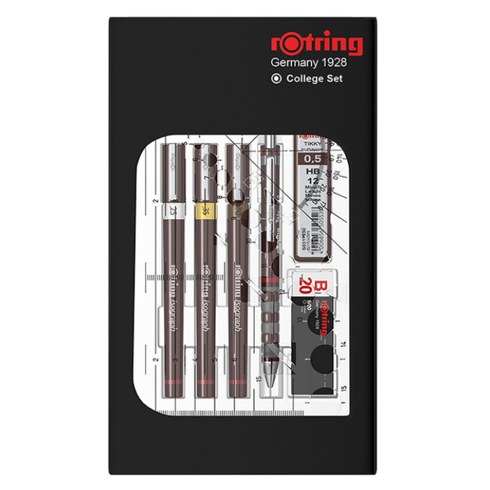 Tekenset rOtring Isograph college 0.25mm, 0.35mm en 0.5mm 34 stuks