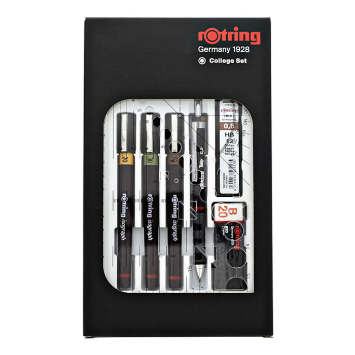 Tekenset rOtring Isograph college 0.2mm, 0.3mm en 0.5mm set à 3 stuks