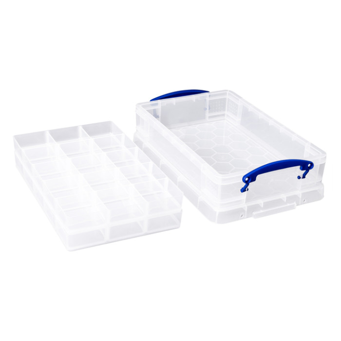 Opbergbox Really Useful 4 liter 30 vakken 395x255x88mm transparant wit