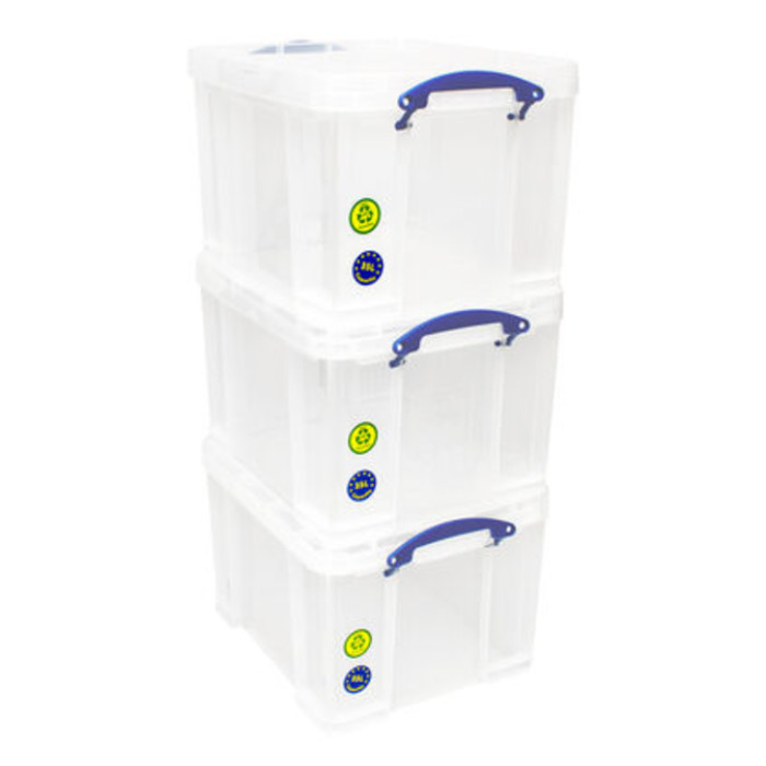 Opbergbox Really Useful 35 liter pak 3 dozen 480x390x310mm transparant wit