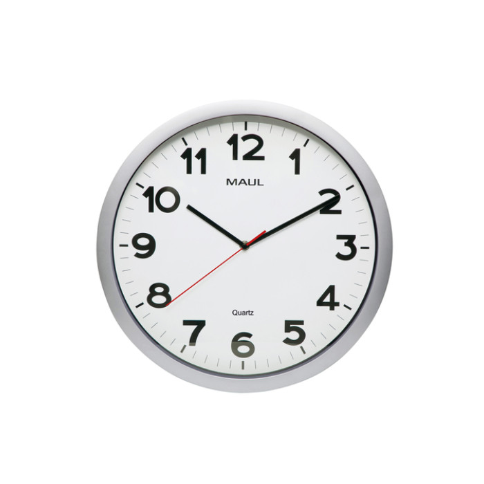 Wandklok MAUL Step Quartz Ø40x5cm kunststof zilver/wit stildraaiend