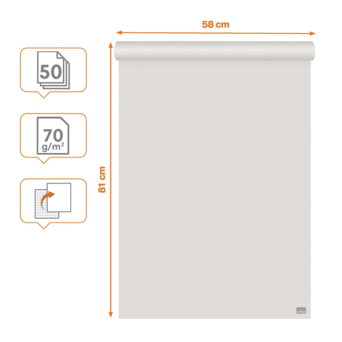 Flipoverpapier Nobo gerecycled 58x81cm dubbelzijdig rol 50 vel