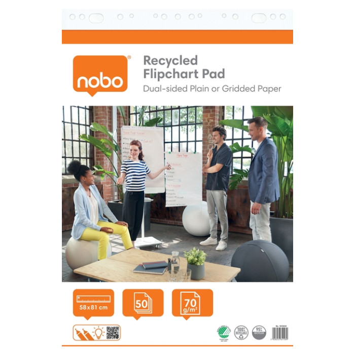 Flipoverpapier Nobo gerecycled 58x81cm dubbelzijdig rol 50 vel