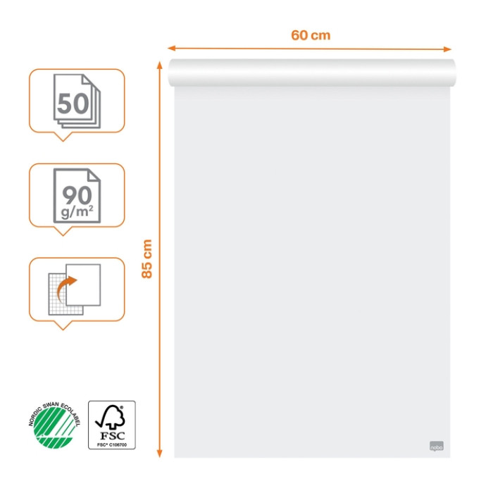 Flipover Nobo premium 60x85cm dubbelzijdig rol 50 vel