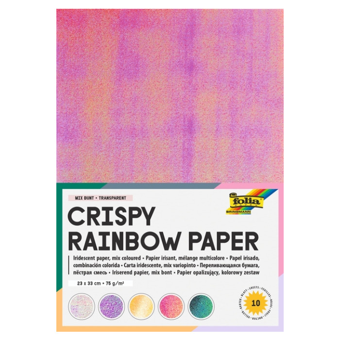 Regenboogpapier Folia 23x33cm iriserend 75gr 10 vel assorti