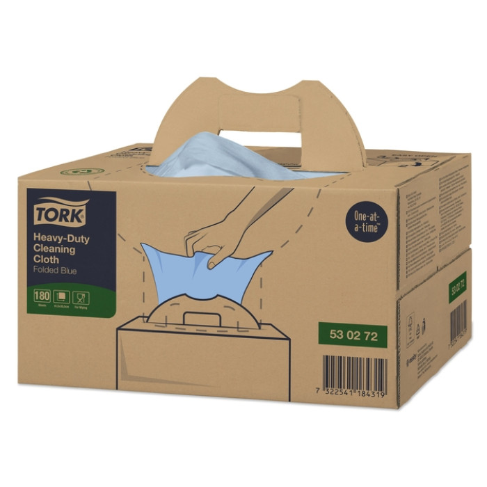 Reinigingsdoek Tork W7 Premium Heavy-Duty dispenserdoos 1-laags 180 vel blauw 530272