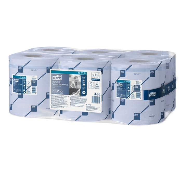 Poetspapier Tork M4 Reflex Plus Advanced 2-laags 450 vel blauw 473391