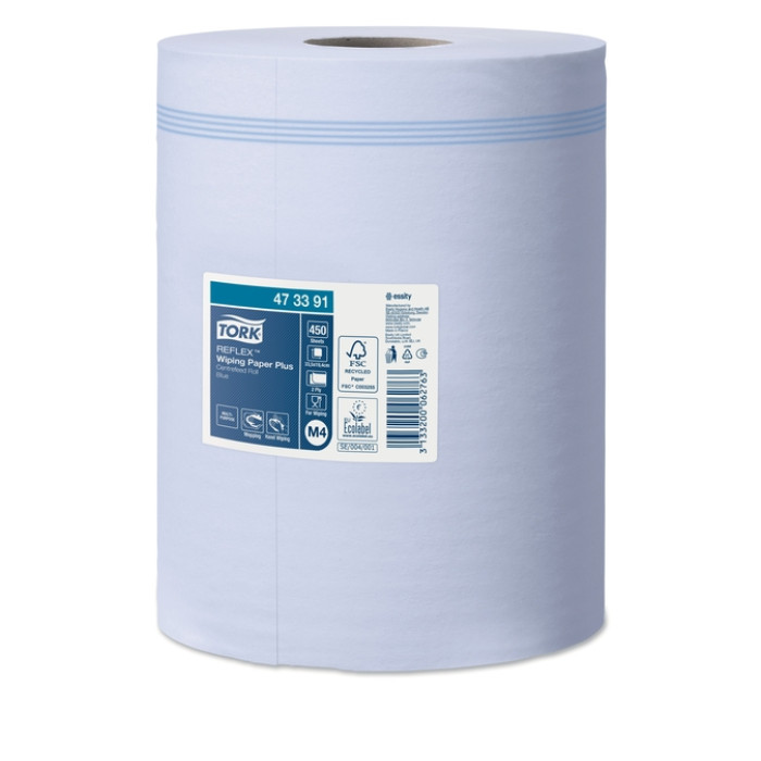 Poetspapier Tork M4 Reflex Plus Advanced 2-laags 450 vel blauw 473391
