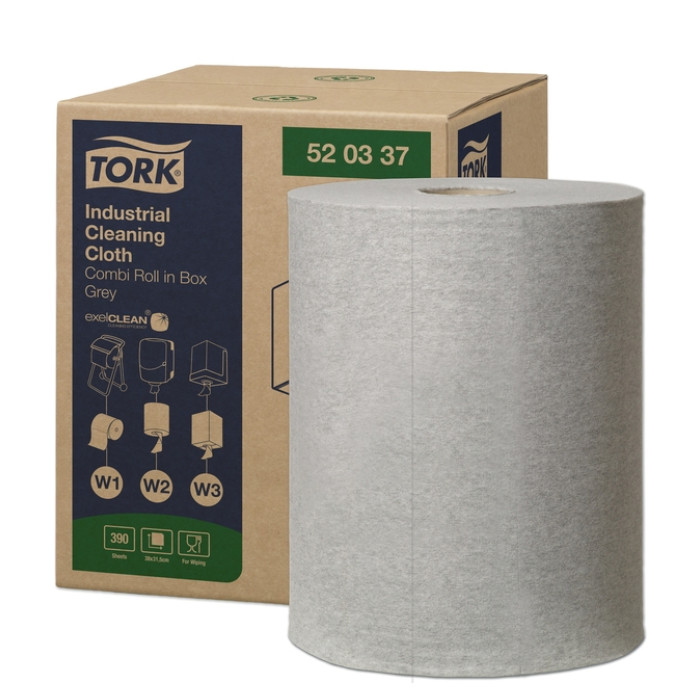 Reinigingsdoek Tork W1-W2-W3 Premium Industrial 1-laags 390 vel grijs 520337