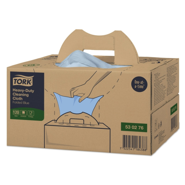 Reinigingsdoek Tork W7 Premium Heavy-Duty dispenserdoos 1-laags 120 vel blauw 530276