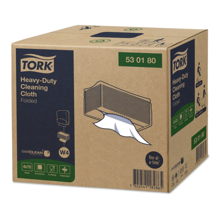 Reinigingsdoek Tork W4 Premium Heavy-Duty gevouwen 1-laags 4x70 vel wit 530180