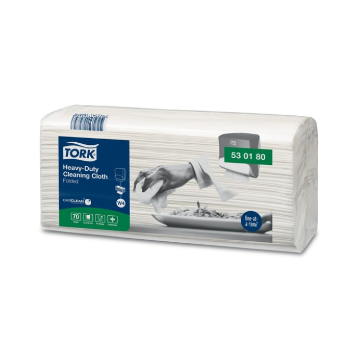 Reinigingsdoek Tork W4 Premium Heavy-Duty gevouwen 1-laags 4x70 vel wit 530180