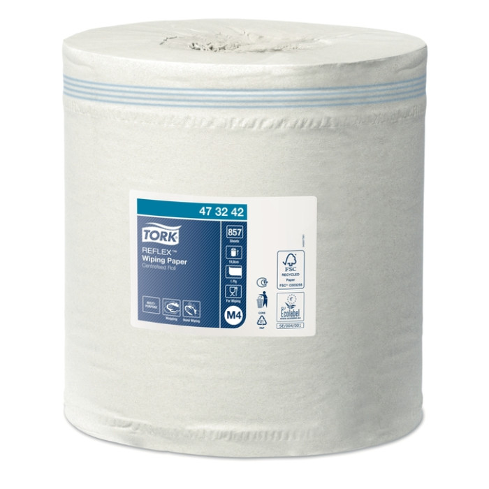 Poetspapier Tork M4 Reflex Advanced 1-laags 857 vel wit 473242