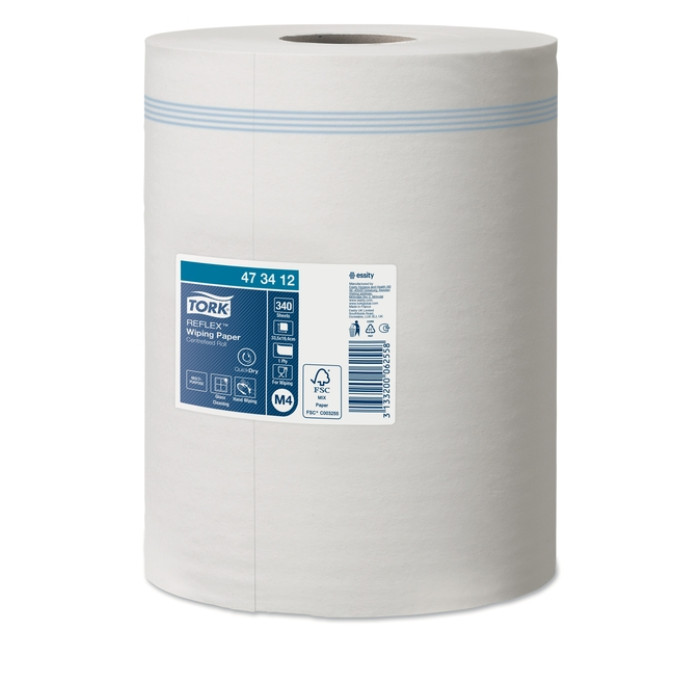 Poetspapier Tork M4 Reflex Premium 1-laags 340 vel wit 473412