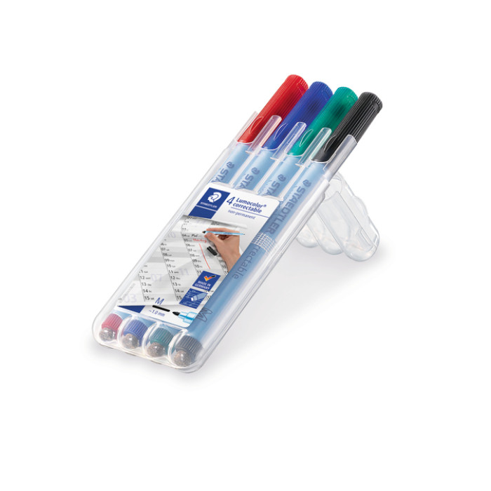 Viltstift Staedtler Lumocolor 305 non permanent correctable M set à 4 stuks