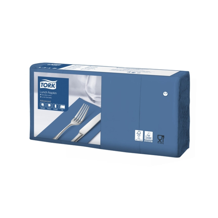 Lunchservet Tork Advanced 1/8 vouw 2-laags 328x325mm 200 vel donkerblauw 477421