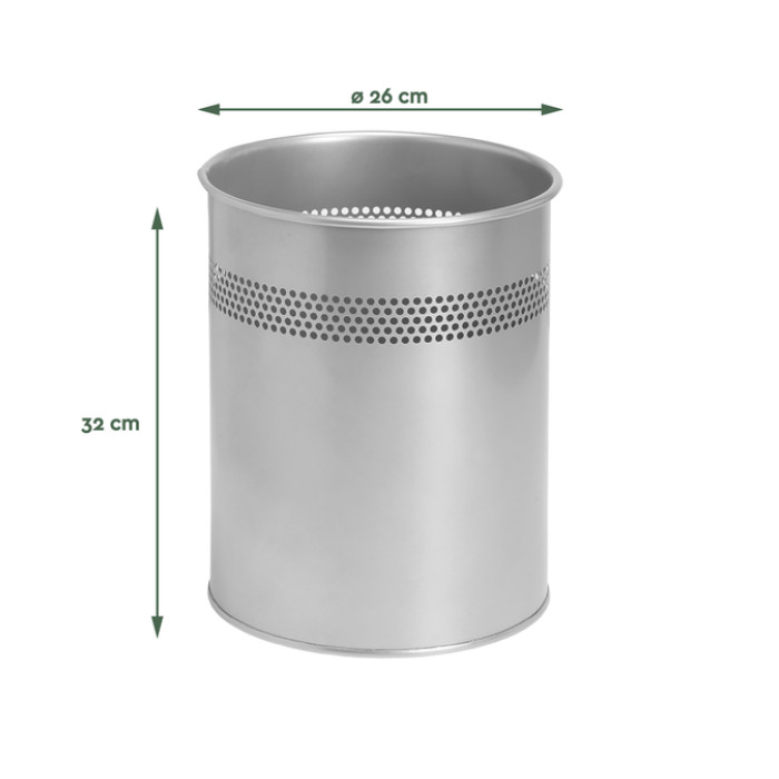 Papierbak BRASQ 15 liter zilver