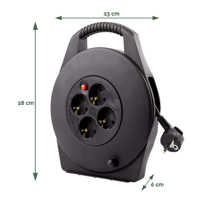 Kabelhaspel BRASQ  4 voudig 10 meter zwart