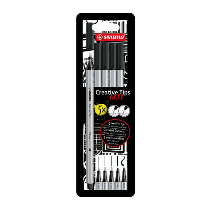 Creative Tips STABILO Arty assorti tips zwart blister à 5 stuks