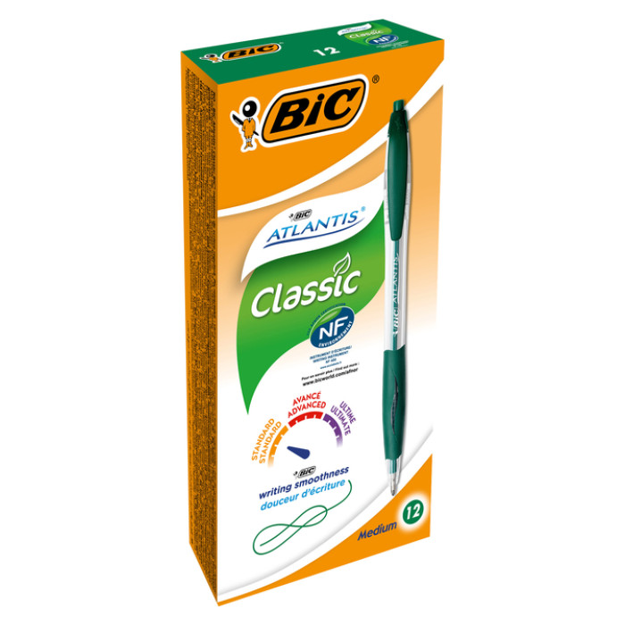 Balpen Bic Atlantis classic grip clic medium groen