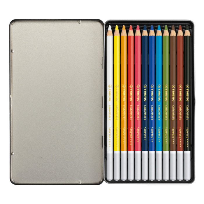 Kleurpotloden STABILO CarbOthello kalkpastel assorti blik à 12 stuks