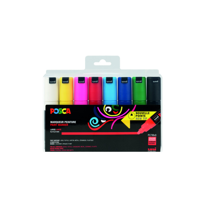 Paintmarker Uni POSCA PC7M breed assorti set à 8 stuks