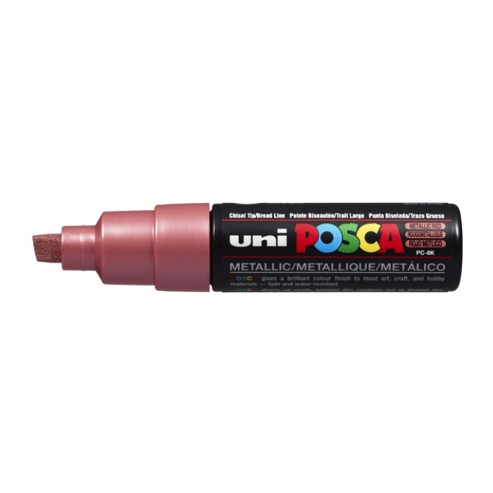 Paintmarker Uni POSCA PC8K breed schuin metallic rood