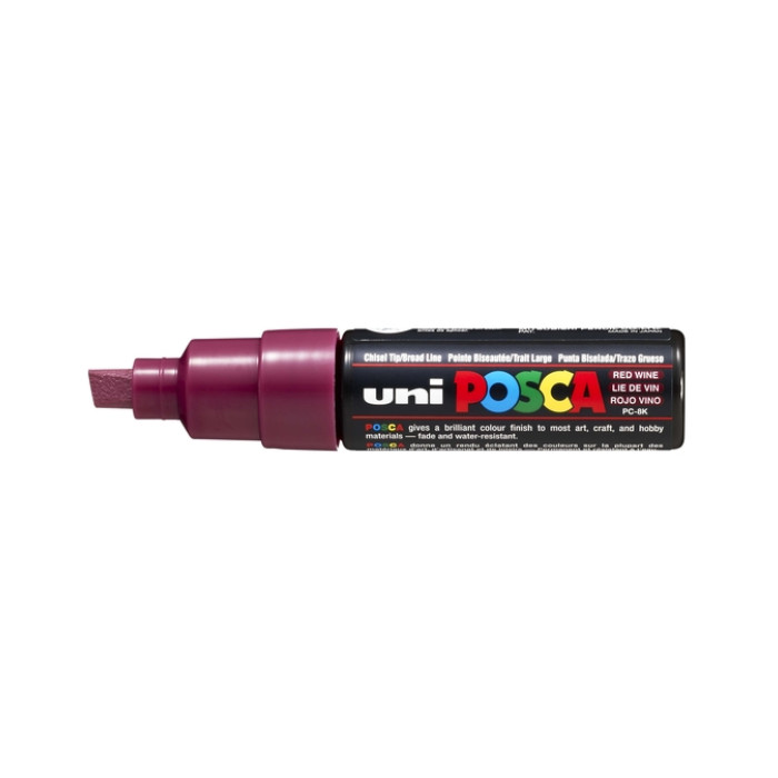 Paintmarker Uni POSCA PC8K breed schuin wijnrood