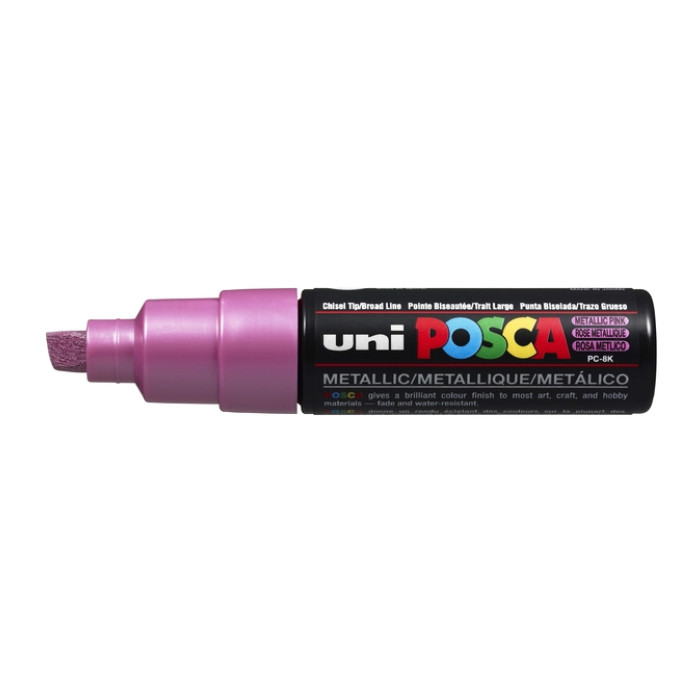 Paintmarker Uni POSCA PC8K breed schuin metallic roze