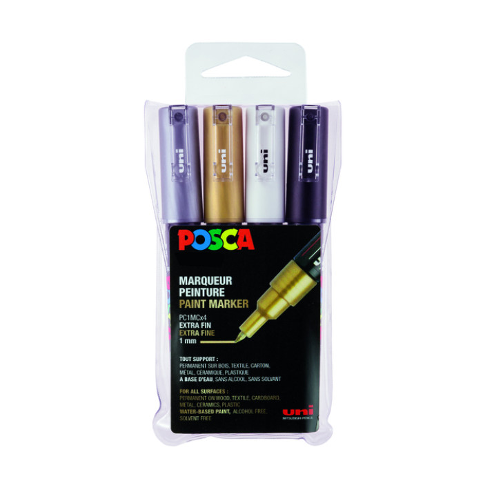 Paintmarker Uni POSCA PC1MC extra fijn assorti set à 4 stuks