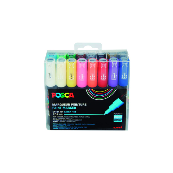 Paintmarker Uni POSCA PC1MC extra fijn assorti set à 16 stuks