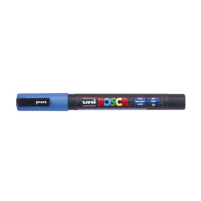 Paintmarker Uni POSCA PC3M fijn glitter donkerblauw