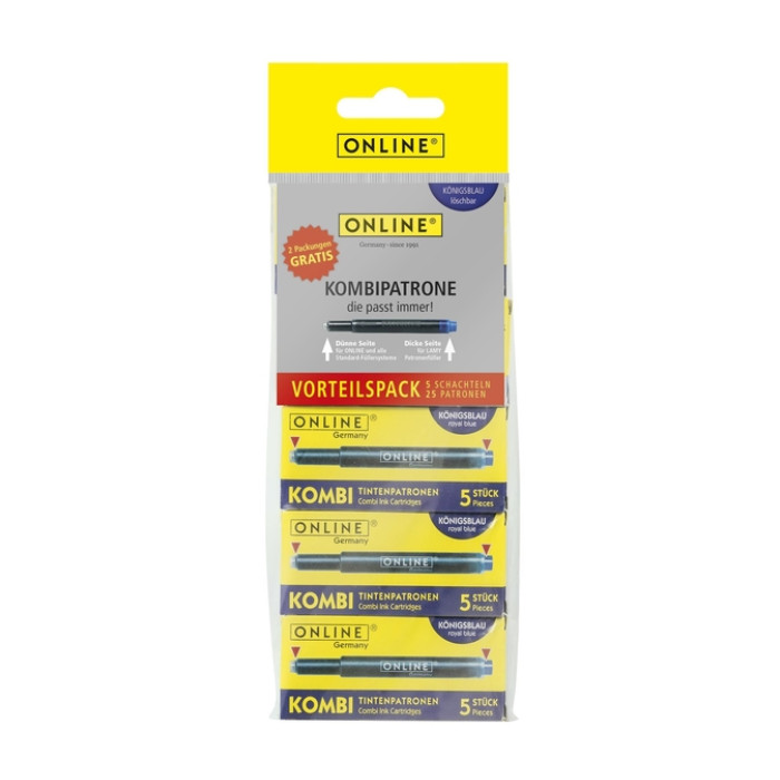 Inktpatroon Online Kombi blauw blister à 5 doosjes à 5 stuks
