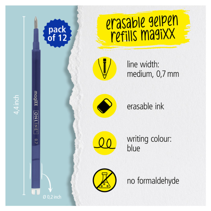Gelschrijvervulling Online Magixx 0.7mm blauw doos à 12 stuks