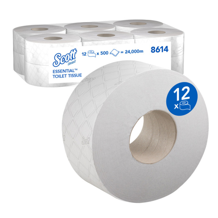 Toiletpapier Scott Essential jumbo 2-laags 200m wit 8614