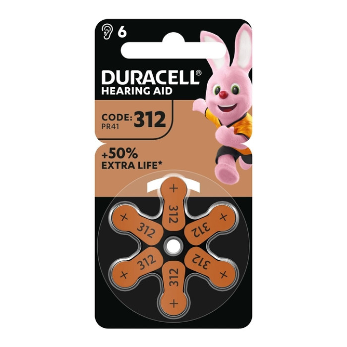 Batterij Duracell Hearing DA312 Ø7,9mm 180mAh 6 stuks